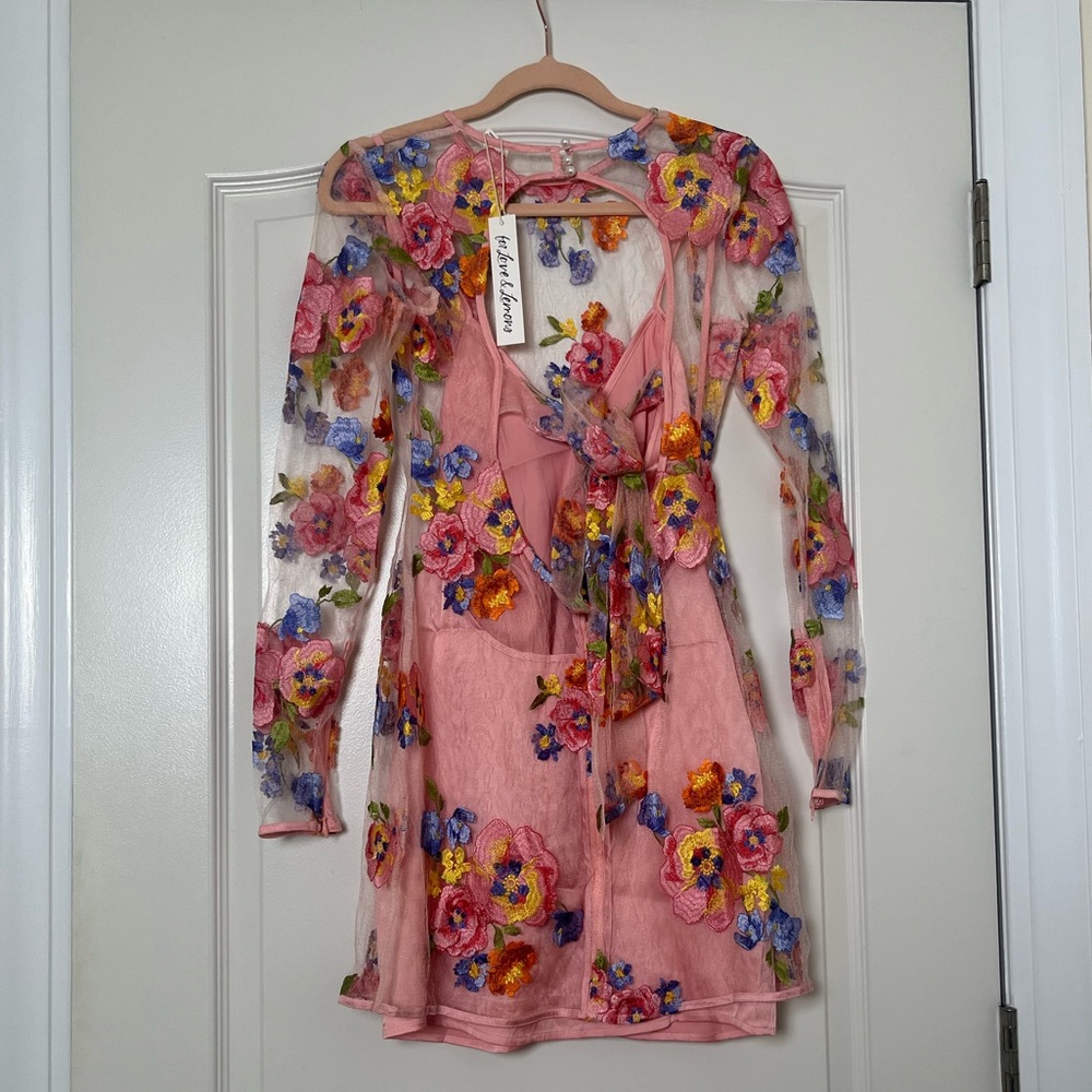 NWT For Love & Lemons Percy Floral Embroidery Mini Dress Size XS - Picture 6 of 7